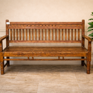 Vintage Colonial-Style Indian Wooden Bench - DD004