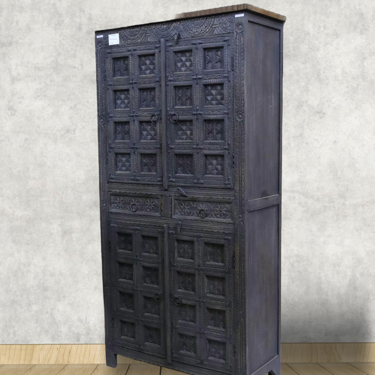 Vintage Blackwood Carved Almirah