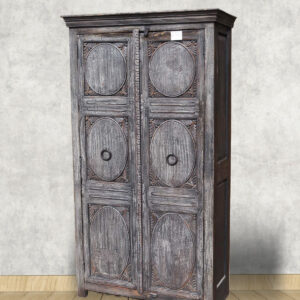 Weathered Grey Oval Panel Heritage Almirah