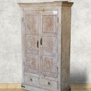 Vintage Hand-Carved Wooden Almirah
