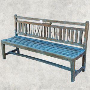 Antique Teal Washed Indian Village Bench