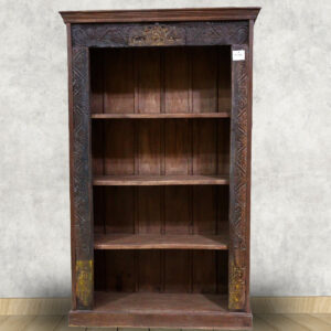 Vintage Hand-Carved Wooden Bookshelf