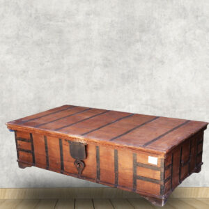 Antique Solid Wood Iron-Bound Chest