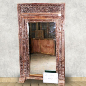 Grand Antique Hand-Carved Wooden Mirror
