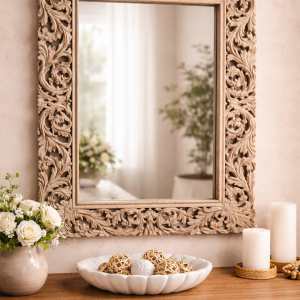 Artisan Botanical Carved Mirror Frame – DD00110