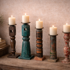 Artisan Heritage Hand-Carved Candle Stand – DD00129