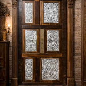 Floral Grid Door Panel – DD00137