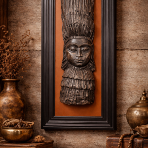 Artisan Heritage Deco-Painted Wooden Figure Carved Wall Art - DD00141