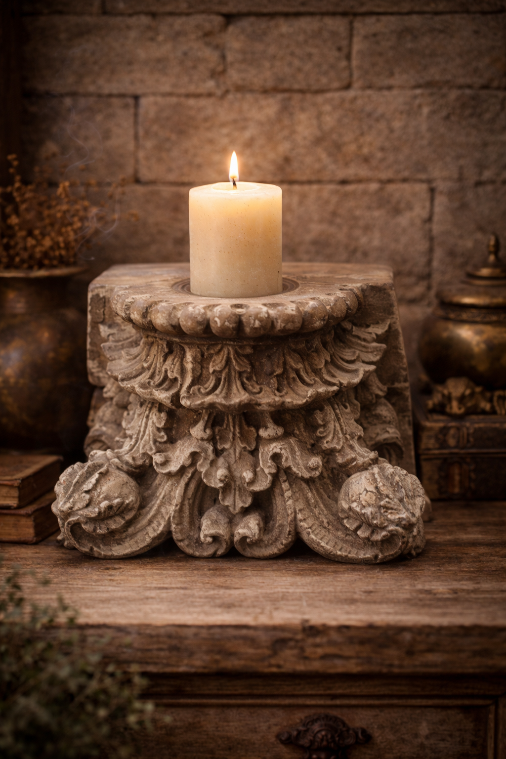 Heritage Reclaimed Pillar Candle Stand - DD00145