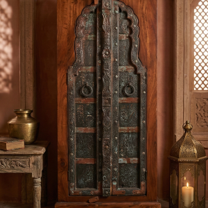 Arch-Detail Iron Studded Armoire (Almirah) – DD003