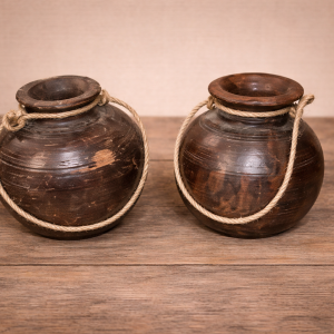 Hand-Turned Teakwood Storage Pots – DD0088
