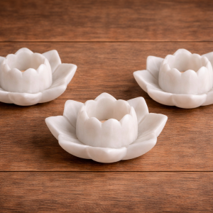 Artisan Marble Lotus Candle Stand – DD0094
